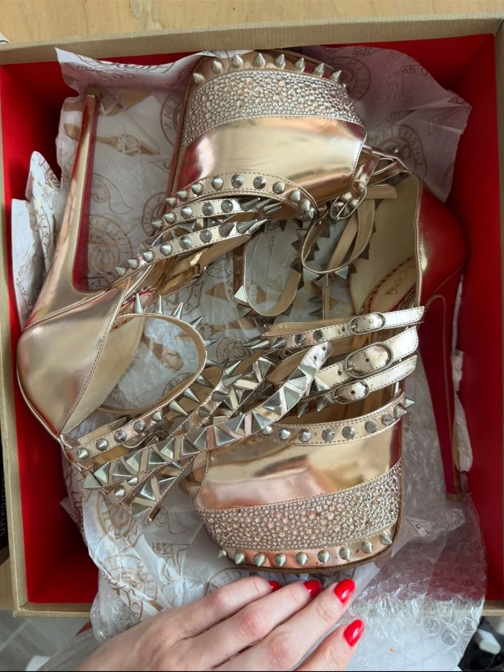Christian Louboutin 20th Anniversary Limited Edition Isolde Rose Gold Studded